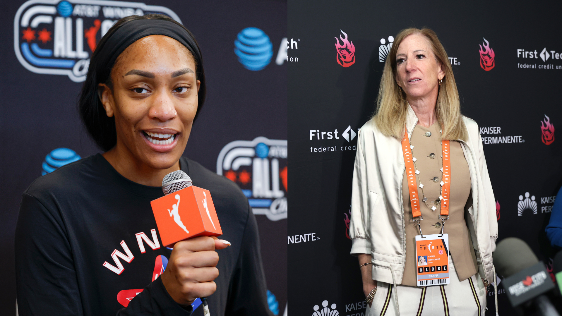 A'ja Wilson, Cathy Engelbert.
Source: Imagn Images