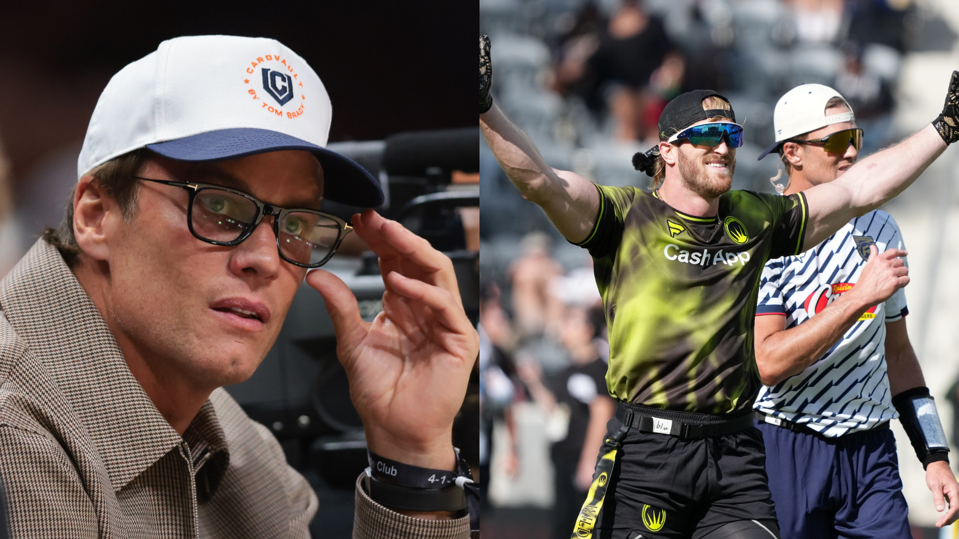 Tom Brady and Logan Paul. - Source: Imagn
