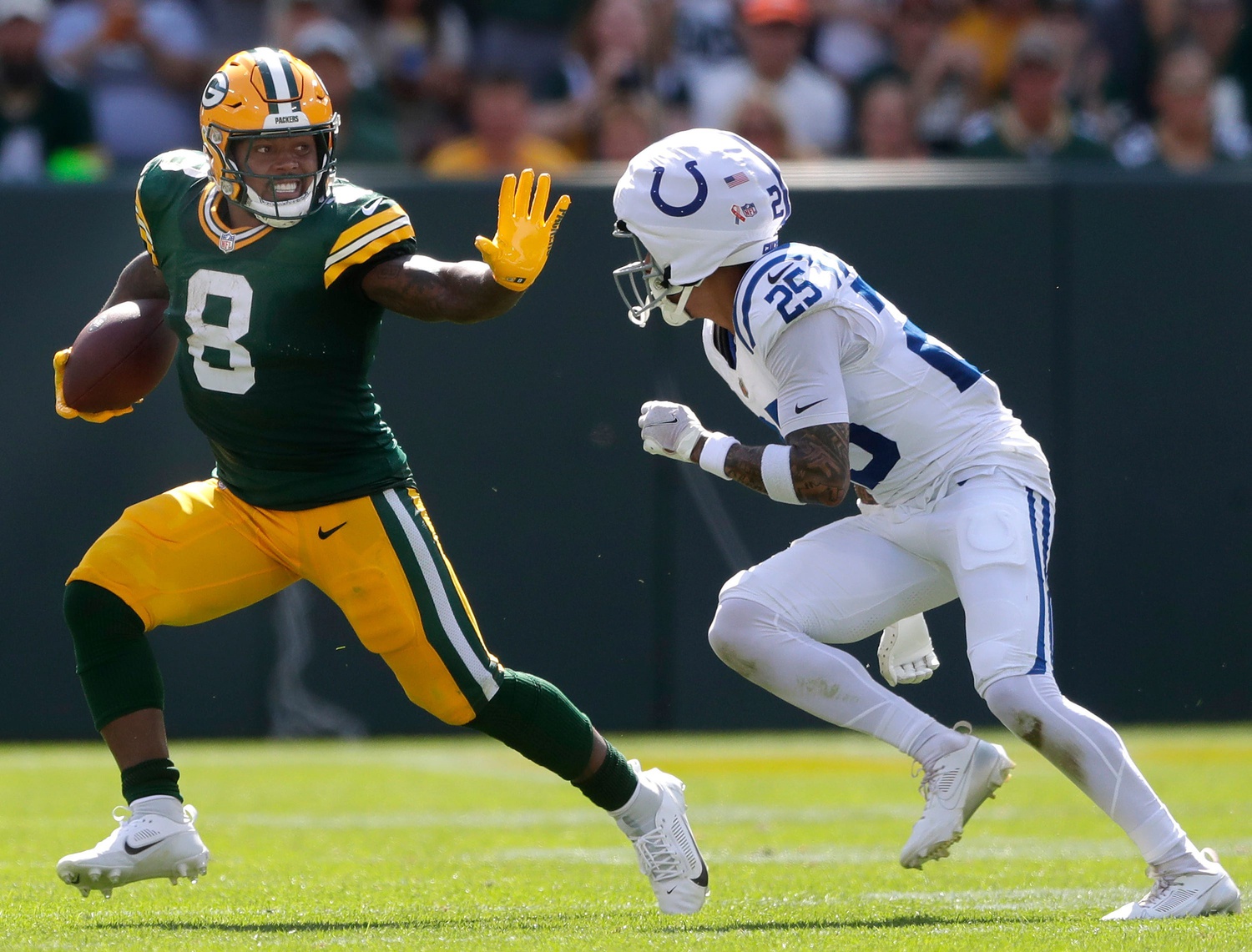 With seven rushing touchdowns in his last three games, the Packers' Josh Jacobs now ranks seventh among running backs in fantasy points for the season. Credit: Imagn