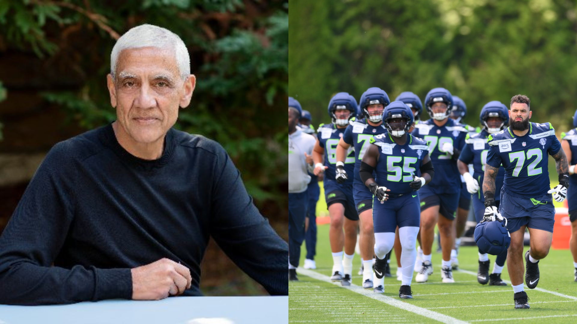 Vinod Khosla and the Seattle Seahawks. - Source: Imagn, @vkhosla on X/Twitter